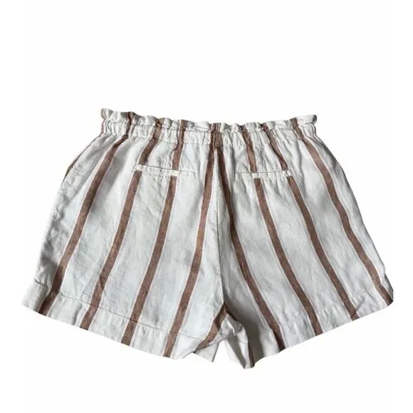 Rails Shorts Foster Coconut Linen Stripe White Brown size Large